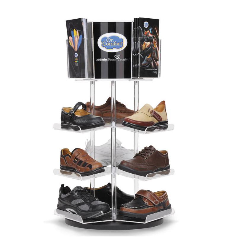 Merchandising Wood Acrylic Display For Shoes, Retail Shop Display Shelves (4)