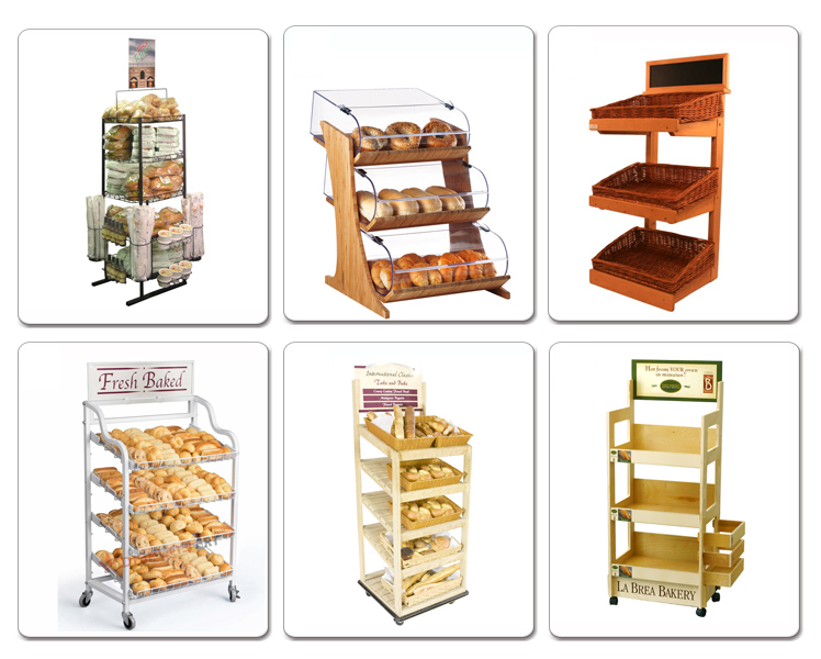 Metal Portable Basket Baguettes Shop Bread And Bakery Display Units (3)