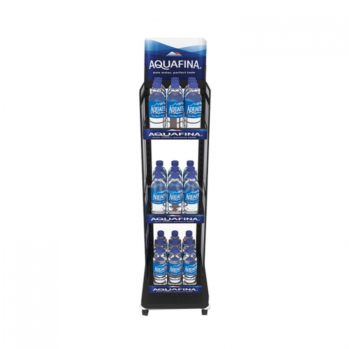 Movable 3-Tiers Black Metal Bottled Water Display Shelf (1)