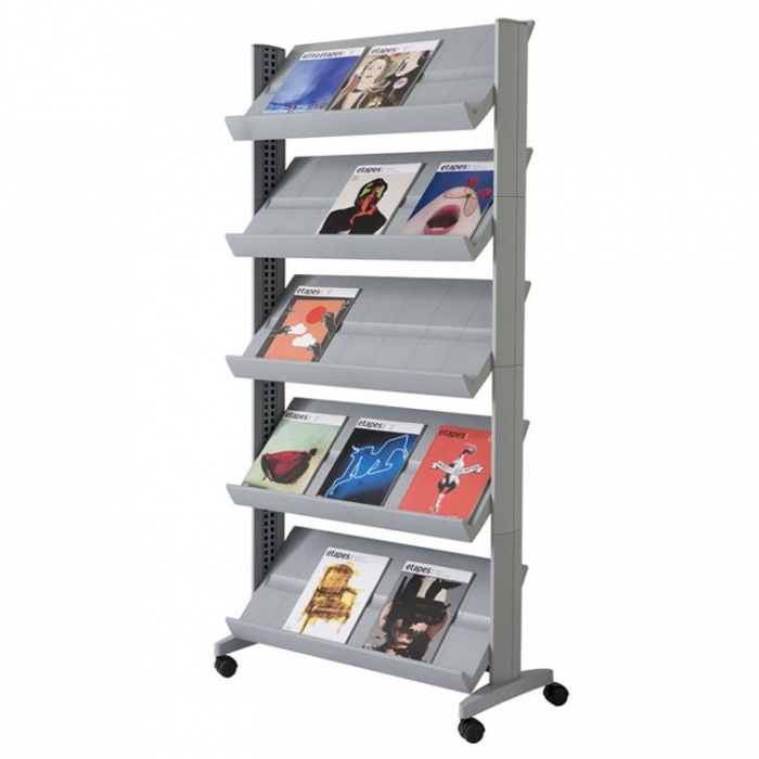 Movable 5-Layers Gray Metal Customized Book CD Booklet Display Stand (2)