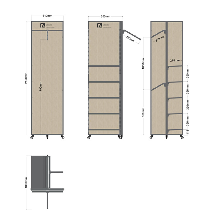 Movable Apparel Retail Free Standing Clothing Display Rack With 4 Casters (5)