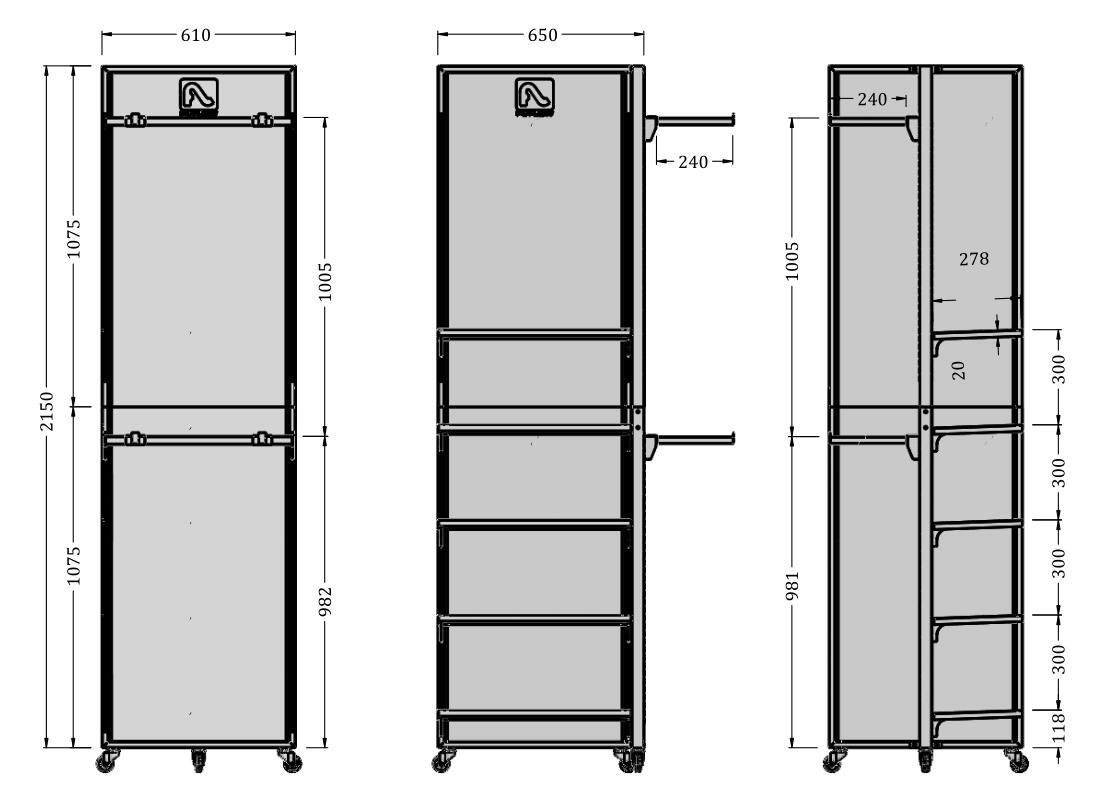 Movable Apparel Retail Free Standing Clothing Display Rack With 4 Casters (6)