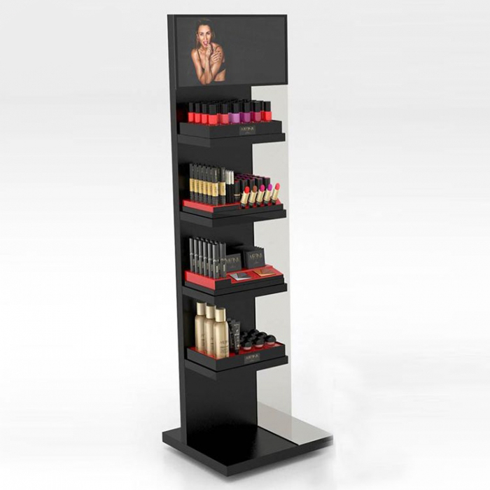 Nail Polish Jewelry Makeup 4-Layer With Mirror Acrylic Cosmetics Display Shelves (3)