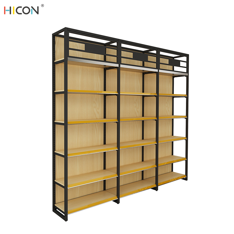 Popular Brown Wooden Supermarket Gondola Retail Shelving For Sale (3)