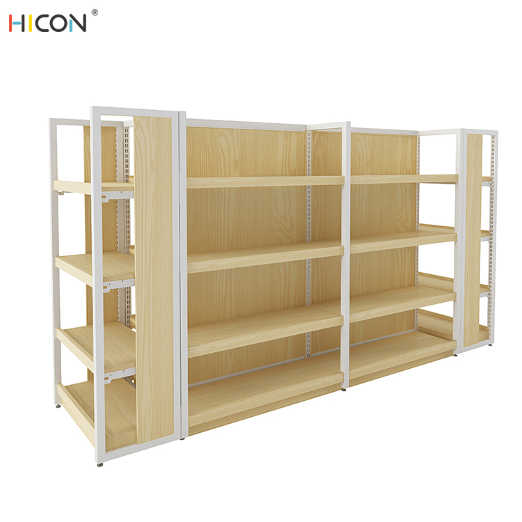 Popular Brown Wooden Supermarket Gondola Retail Shelving For Sale (4)