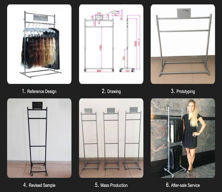 Popular Movable Black Metal Hair Extension Display Stand Suppliers (5)