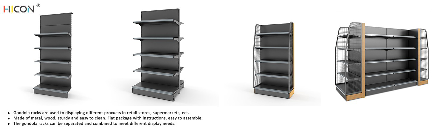 Popular Retail 2-Side Black Metal Storage Racks For Shops (3)