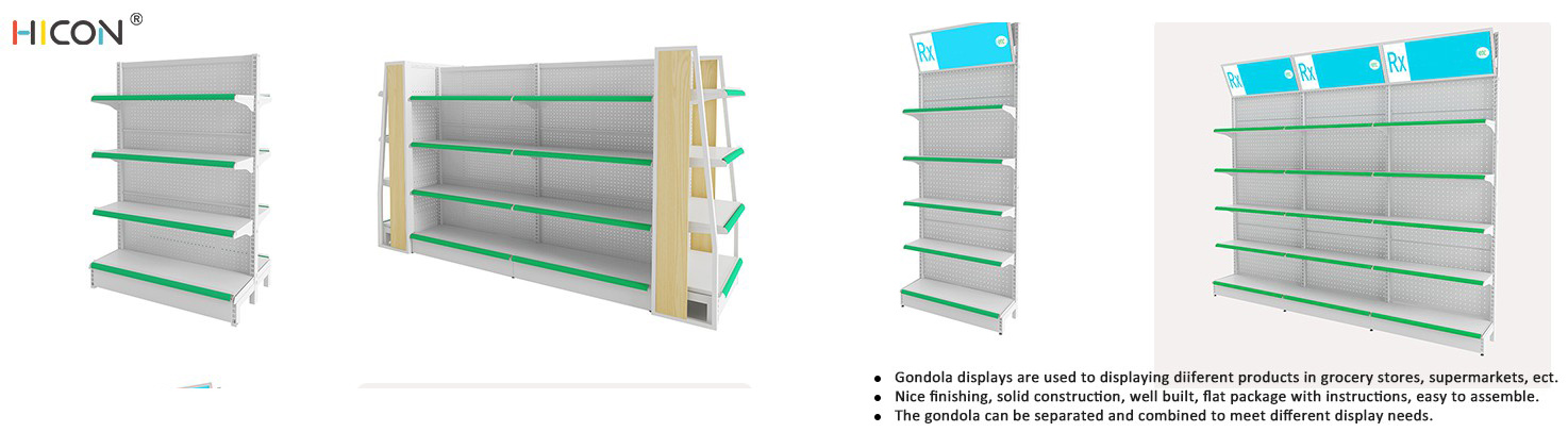 Popular White Metal Gondola Shelving Supermarket Checkout Counter (3)