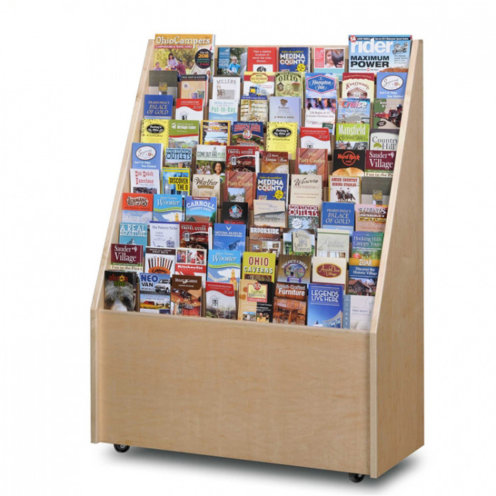 Positive Experience Floor Stand Books Magazine Display Rack On Wheels (1)