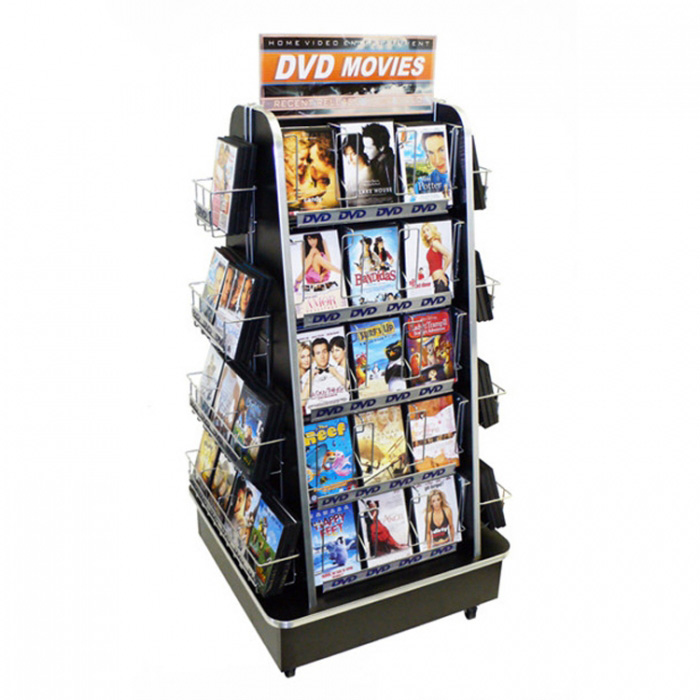 Magazine Holder Display Rack Floor-Standing Stand with Wheels for