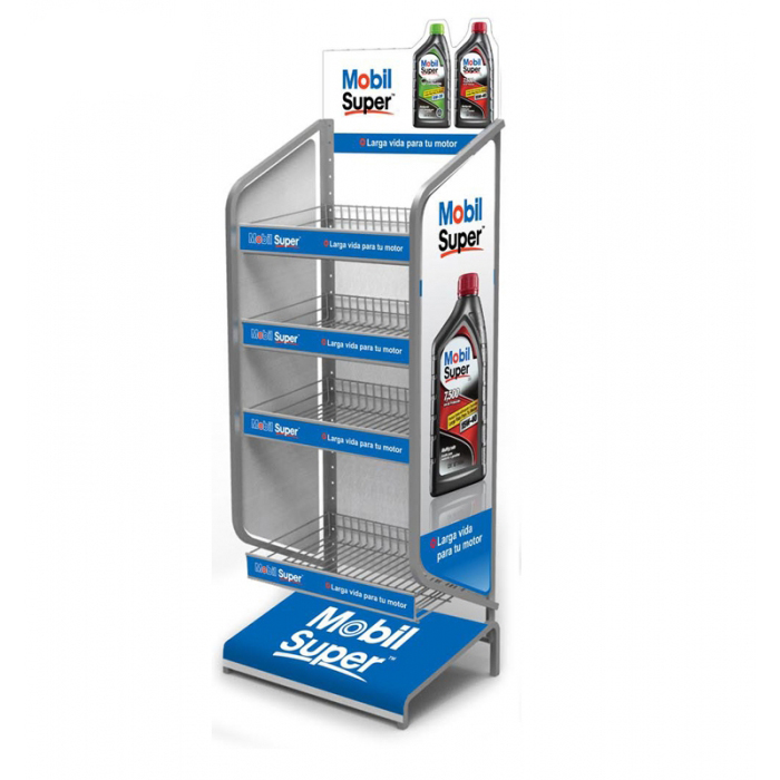 Promotional Freestanding 4-Shelving Engine Lubricant Oil Display Rack Metal (1)