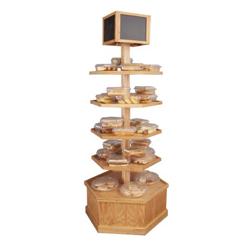 Quality Supermarket Commercial Solid Wood Bread Display Shelf (3)