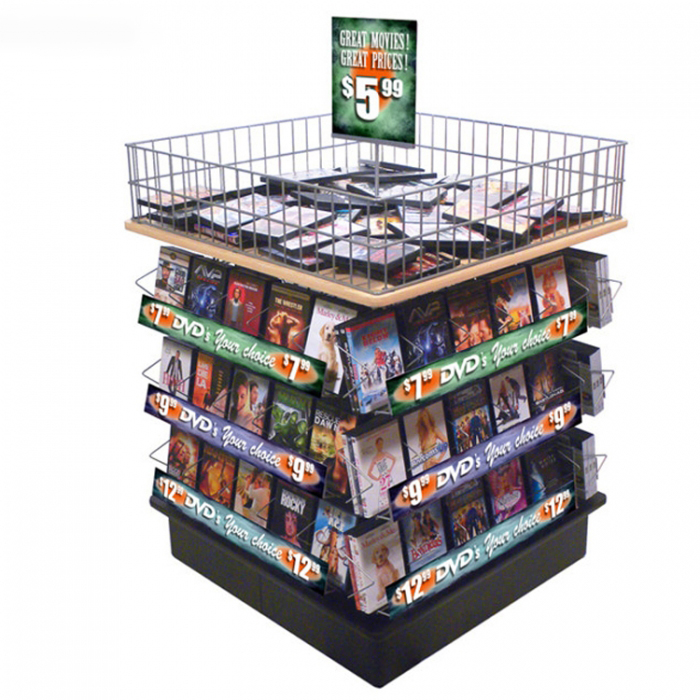 Reliable Free Standing Supermarket Cd Dvd Magazine Display Shelves (1)