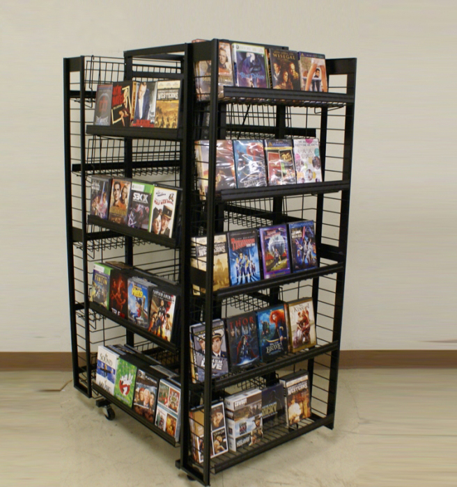 Reliable Free Standing Supermarket Cd Dvd Magazine Display Shelves (3)