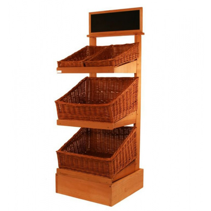 Retail Store 3-Shelving Floor Standing Fruit Commercial Storage Wooden Bread Display Racks For Sale (2)