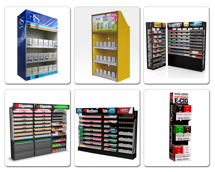 Retail Store Tobacco Promotional Large Metal Cigarette Shelving Display (2)