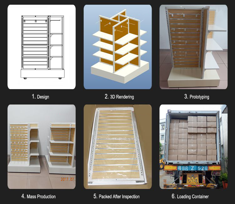 Rotatable Brown Wood Slatwall Accessories System Wholesale Display Stand (3)