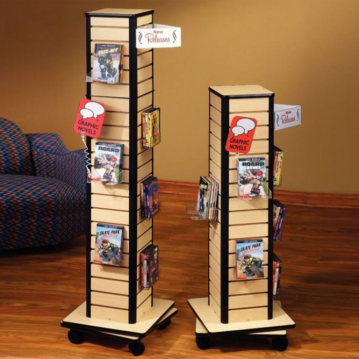 Rotatable Movable Wood Kids Comic Book Display Stand (1)