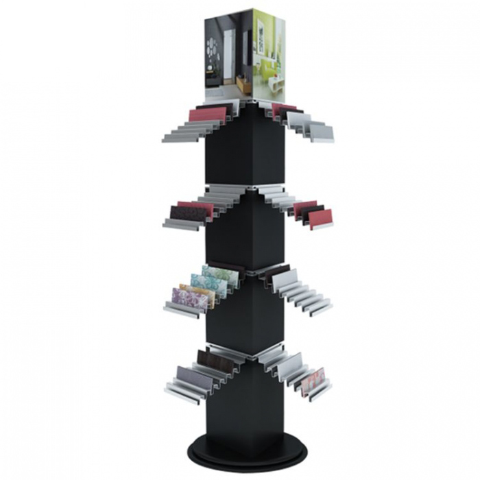 Rotating 4-Sided White Metal Floor Durable Tile Display Stand (3)