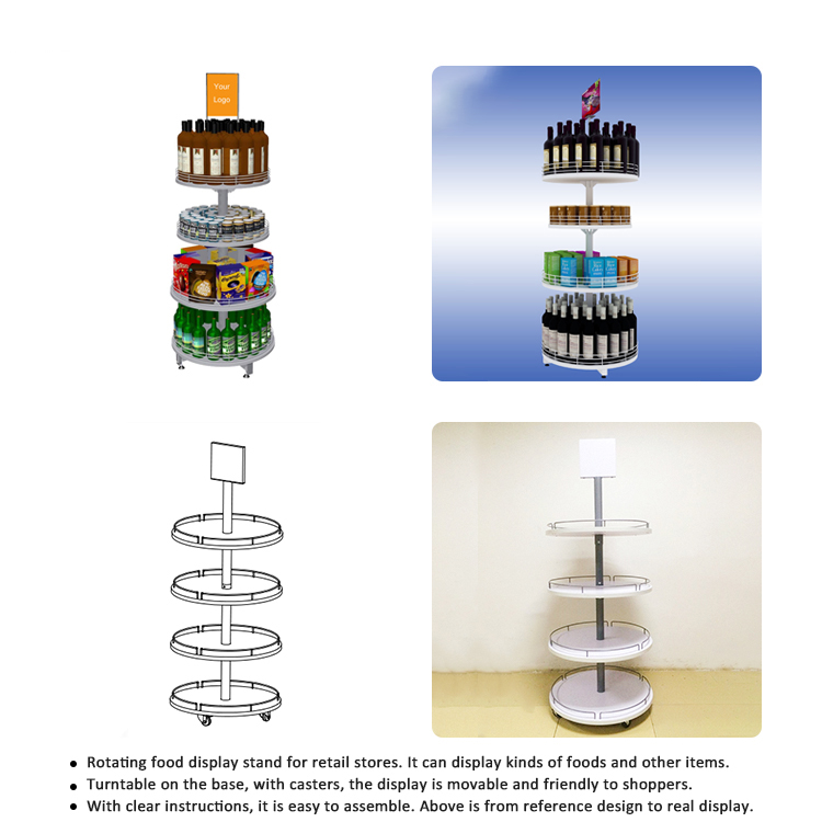 Rotating Supermarket Retail Store Can Snack Food Honey Display Stand (3)