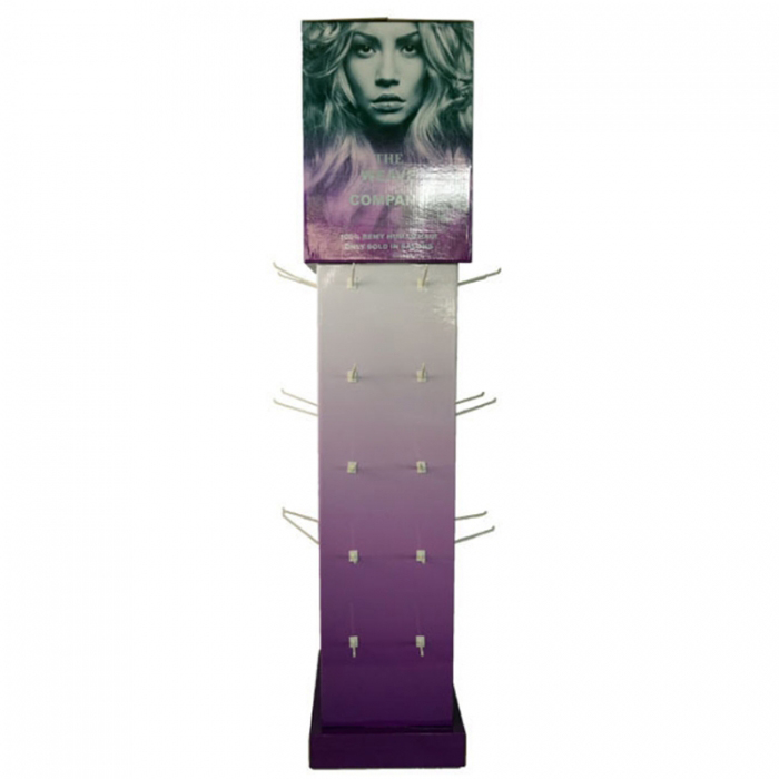 Single-Sided Purple Cardboard Floor Displays Rack With Hooks (1)
