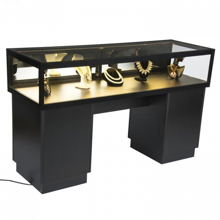 Special Black Metal Flat Jewelry Store Display Cases With Light (4)