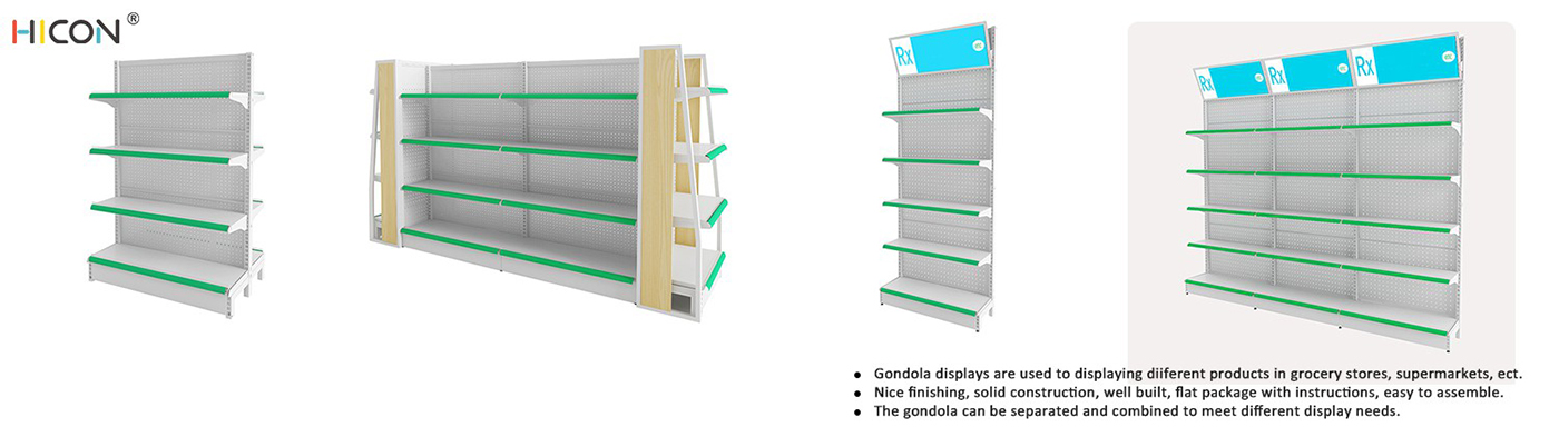 Stylish Customized White Wood Supermarket Display Rack Design (3)