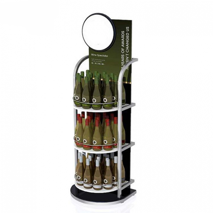 Unique Yellow Metal Liquor Store Designs Bottle Floor Display Racks (3)