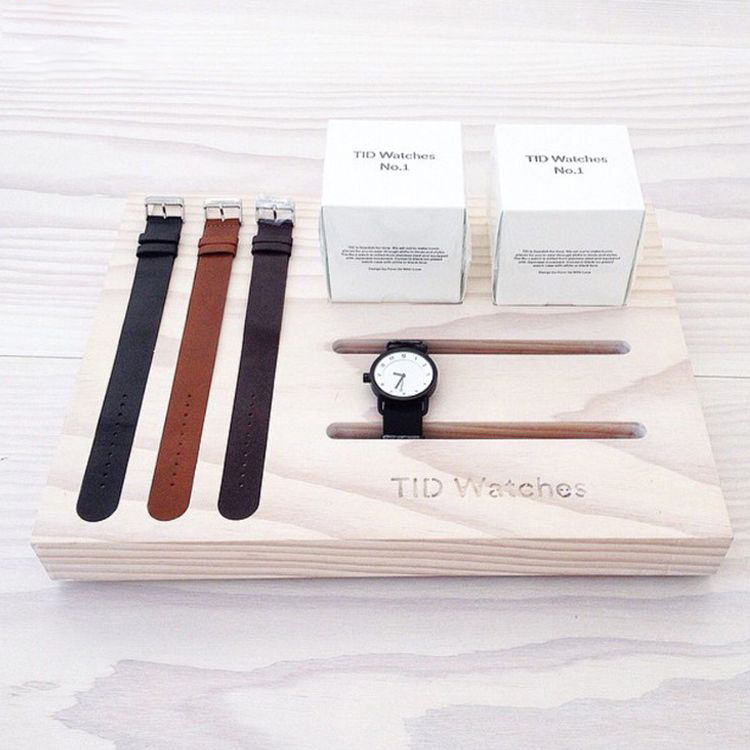 White Countertop Wood Digital Watch Display Stands Wholesale Suppliers (1)