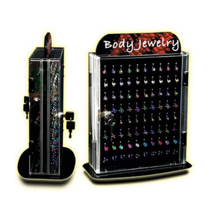 Wood Acrylic Body Piercing Jewelry Necklace Rotating Earring Display Stand (1)