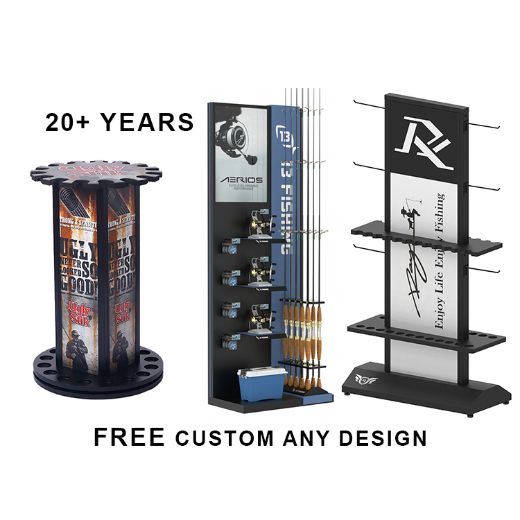 China Custom 2-way Retail Fishing Rod Display Rack Fishig Rod Display  Holders Manufacturer and Supplier